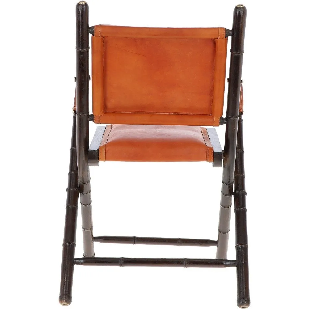 Vintage Folding Leather Chair Tan: VIN-39