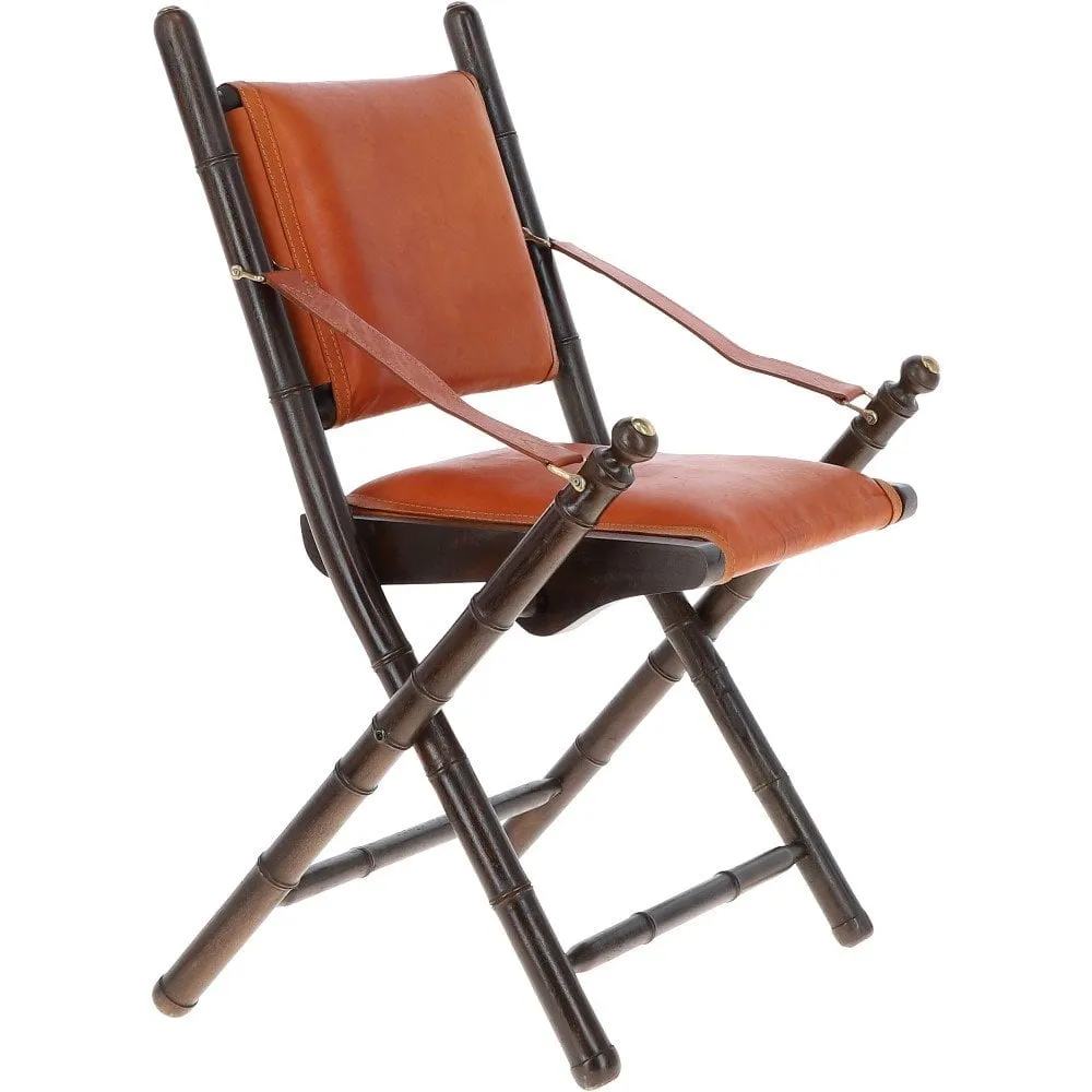 Vintage Folding Leather Chair Tan: VIN-39