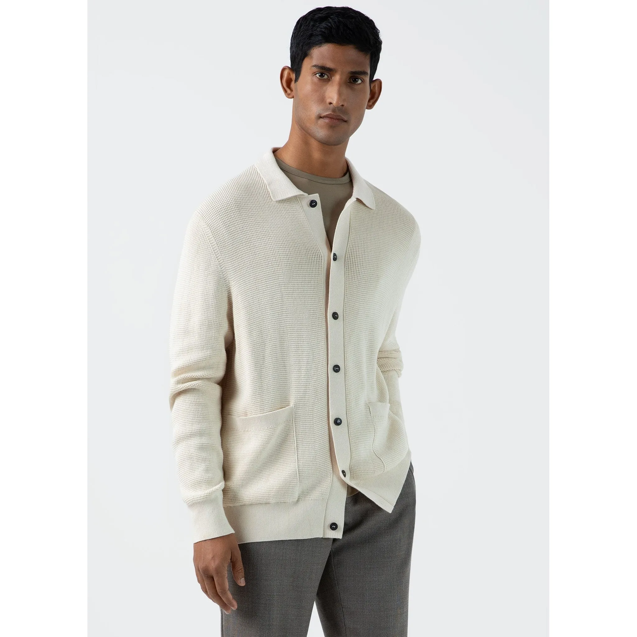 Waffle Stitch Jacket | Men | Ecru