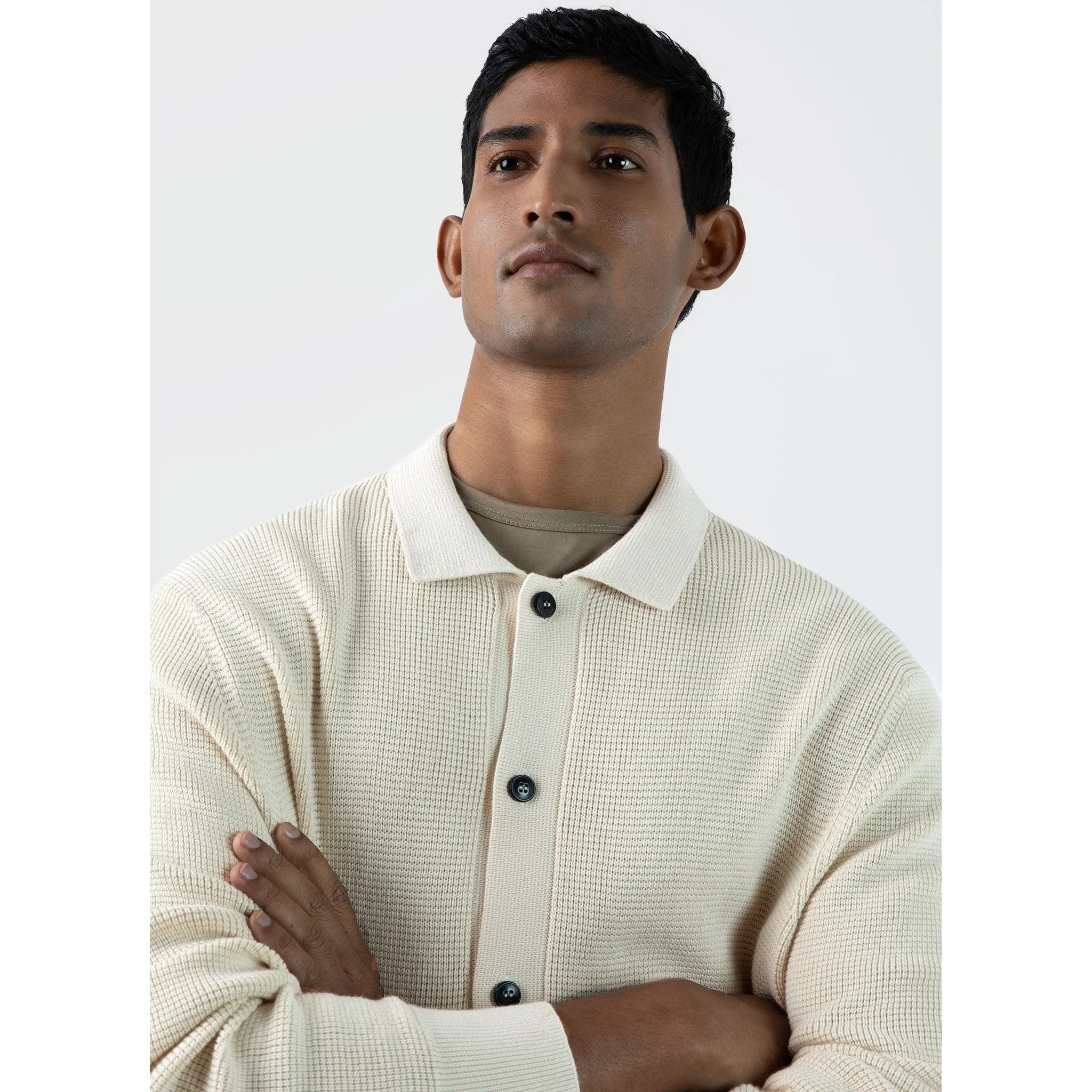 Waffle Stitch Jacket | Men | Ecru