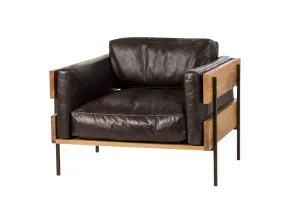 Wood Back Leather Lounge Chair