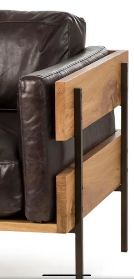 Wood Back Leather Lounge Chair