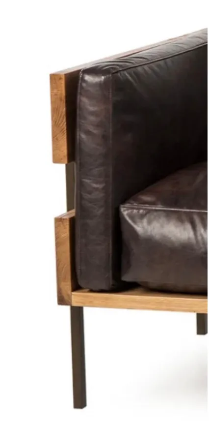 Wood Back Leather Lounge Chair